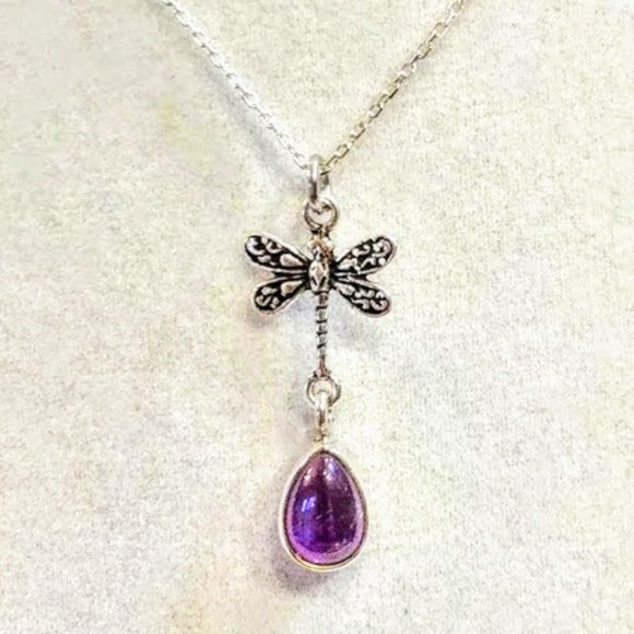 The Girl With Kaleidoscope Eyes Jewelry - Amethyst Dragonfly Pendent